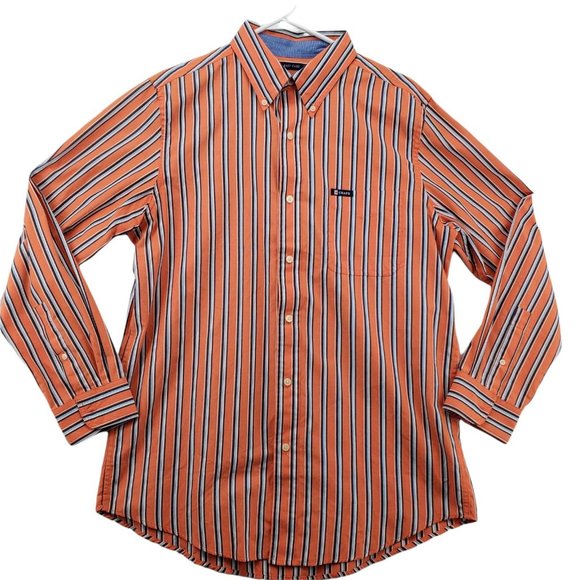 Chaps Other - Chaps Shirt Men's Long Sleeve Casual Button Up Striped Oxford Orange Blue Med.